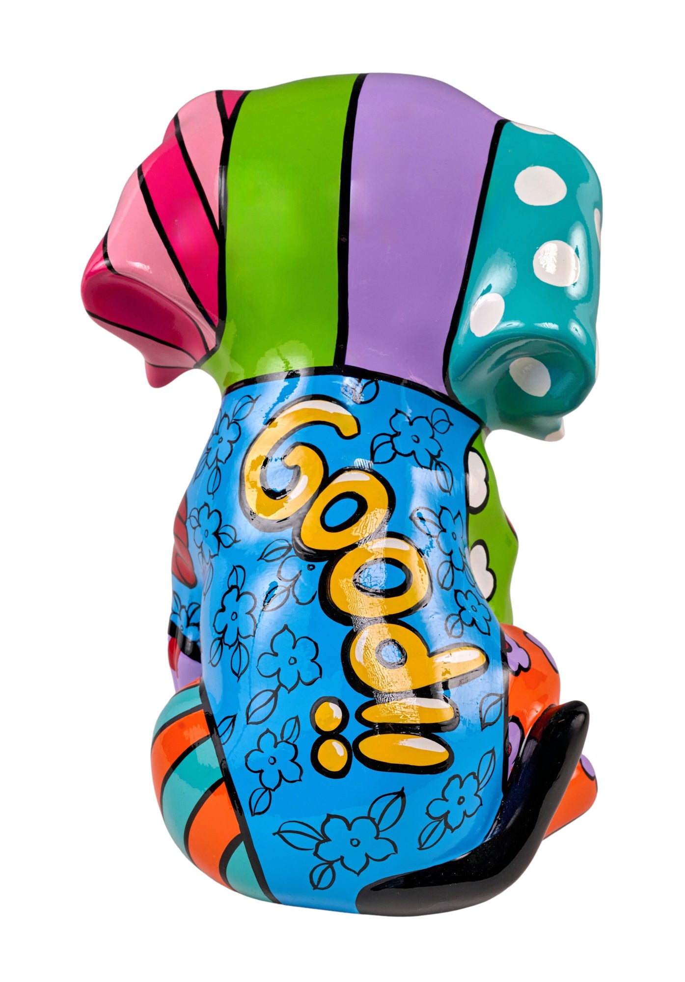 Chien en position assise de style "Pop Art"